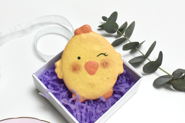 easter chick macaron in a box