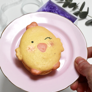 cute macaroon easter chick on a plate