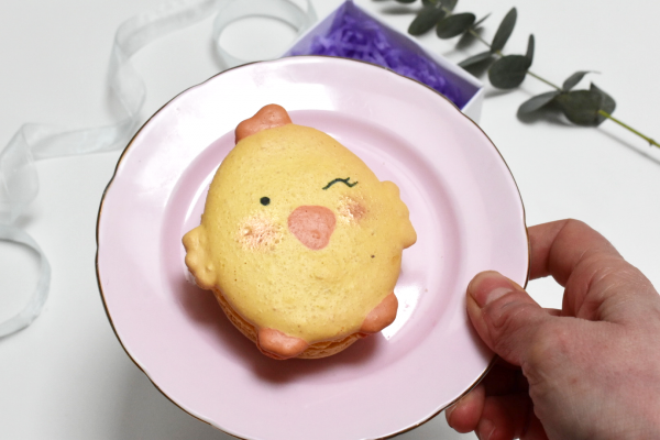 cute macaroon easter chick on a plate