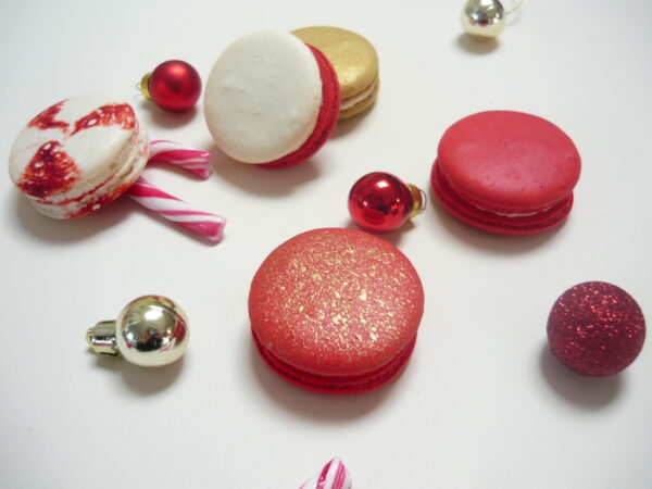 A close up of English Rose Bakery's festive macarons